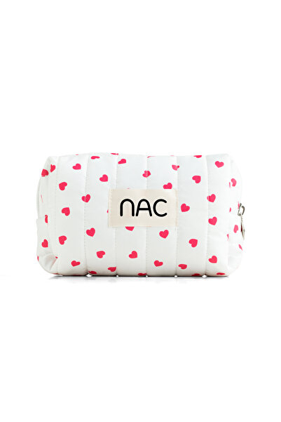NAC STORE Midi Quilted Organizer Bag - Heart Pattern - Daily Makeup and Cosme...