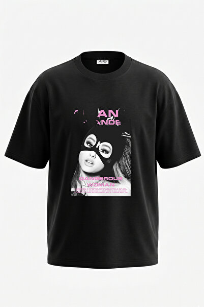 Anetos Dangerous Woman_3 Design Printed Oversize Black T-Shirt