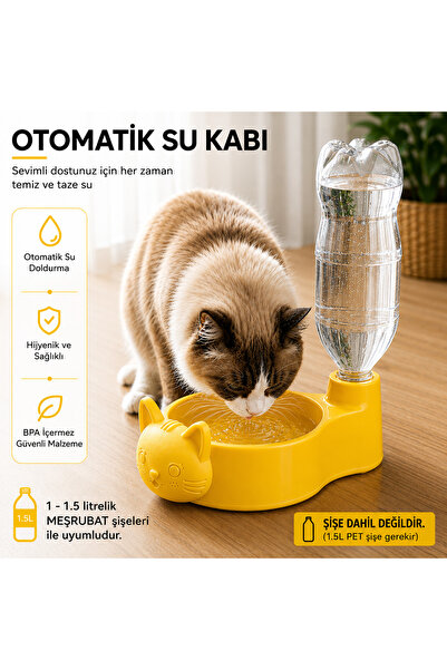 VOLOYAS Otomatik Kedi Su Kabı – Şişe Hazneli Sürekli Su Beslemeli Kedi ve Küç...
