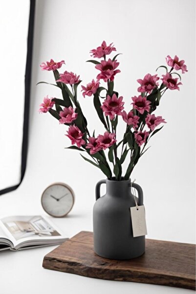 Nettenevime Yapay Çiçek Lateks Papatya Dalı PEMBE 6 Çiçekli 60 cm Gerçek Doku...