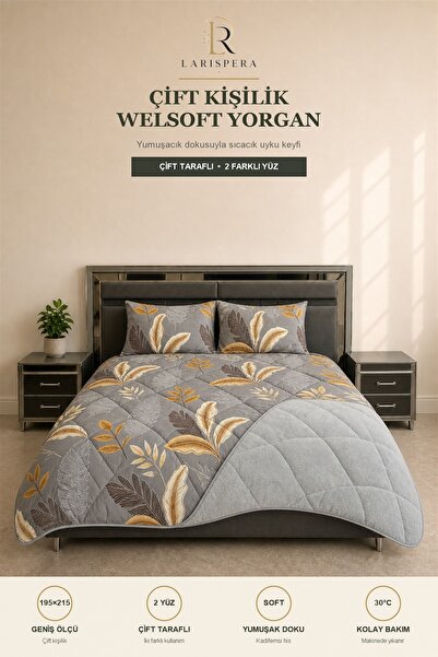 Larispera Double Welsoft Quilt Set 195X215 cm |   2 Pieces of 50X70 cm Pillow...