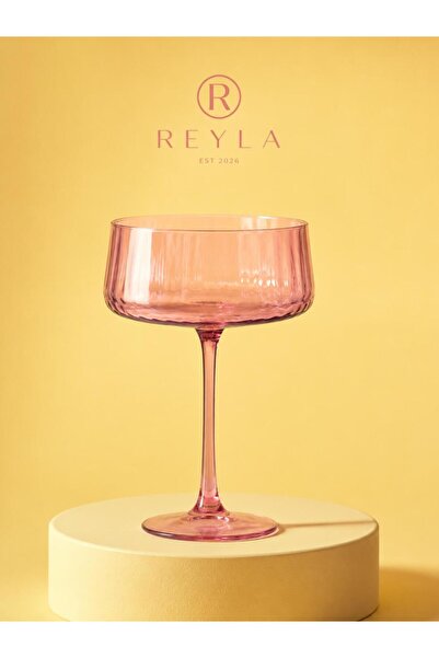R-EYLA REYLA Magenta Fırın Boyama Pembe Coupe Kokteyl Kadehi 220 ml Premium Cam