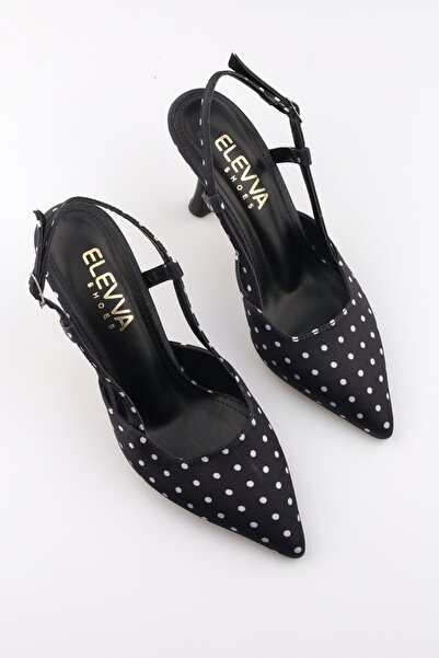 moon glow Women's Black and White Polka Dot Pointed Toe Stiletto Heeled Shoes...