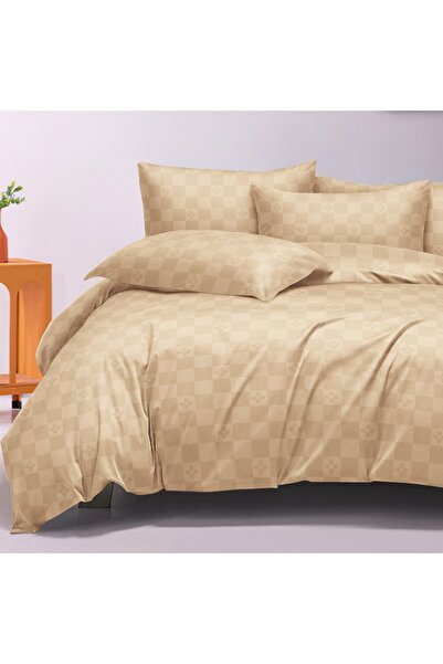 CumparaMisim Double Bed Linen with Stretchy, Damask with Squares, 6 Pieces, G...