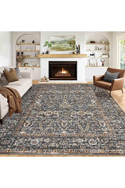 Garvee 9x12ft Washable Area Rug - Persian Boho Vintage Design Carpet, Ultra-T...