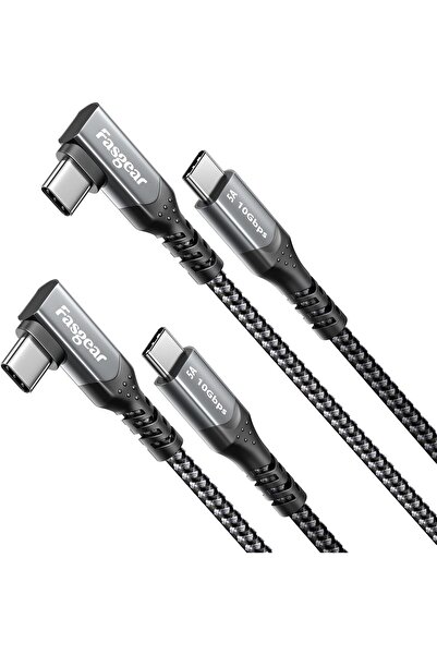 Fasgear كابل USB C إلى Type C بقوة 100 واط، بزاوية 90 درجة، طول 6 أقدام، USB ...