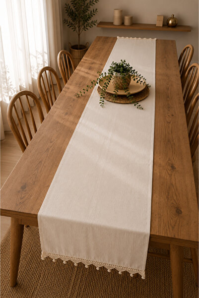 EBRUTESETTÜR Tassel Detailed Runner - Tablecloth Beige