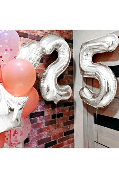 Yıldızan Xesha 8 Number Birthday Balloon Age Day Silver Color Flying Balloon ...