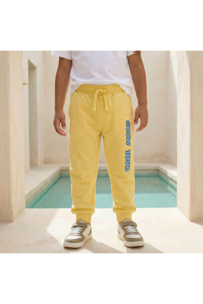 Juniors Elasticated Drawstring Waist Joggers with Typographic Print