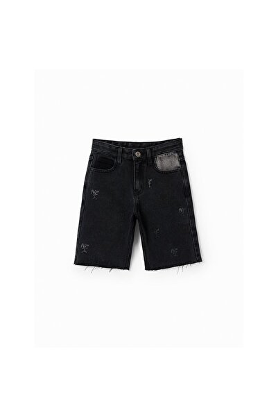 Desigual Pantaloni scurți din denim pentru băieți 23SBDD01 Negru