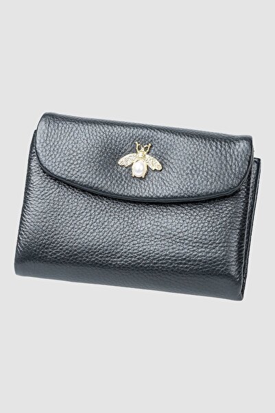 cossroll Women's Genuine Leather Wallet with flap, black