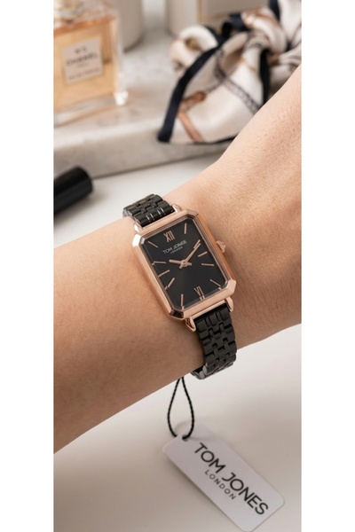 Tom Jones Women's Wristwatch Black Dial Black Steel Band Bronze Case Suitable...