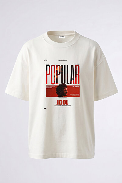 Anetos The Weeknd_45 Design Printed Oversize White T-Shirt