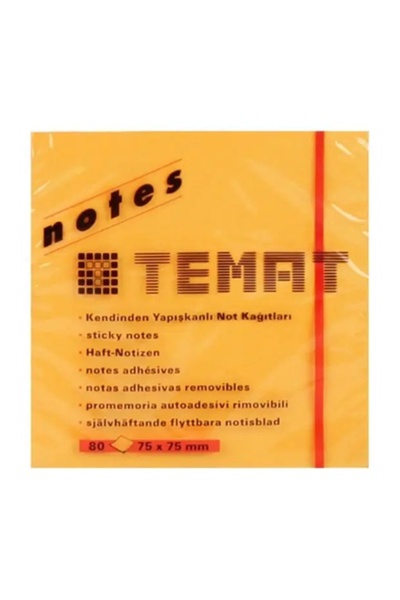 Temat ورق ملاحظات لاصق 75×75 80 ورقة برتقالي - 2 قطعة