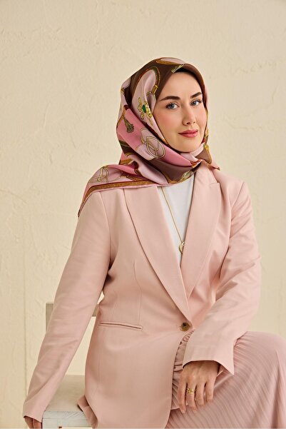 Silk Home Twill Silk Scarf Belt Pattern Pink 90X90