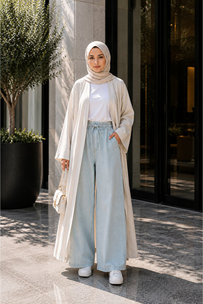 Safari Black Elastic Waist Wide Leg Pants, Hijab Modest, Daily Comfortable Pa...