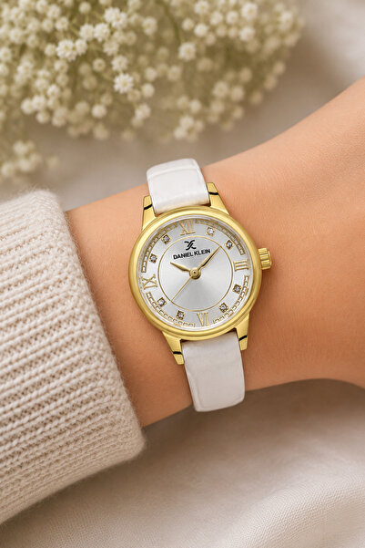 Daniel Klein Kasa Gold Cord White Color 25 mm Women's Wristwatch with Gift Pa...