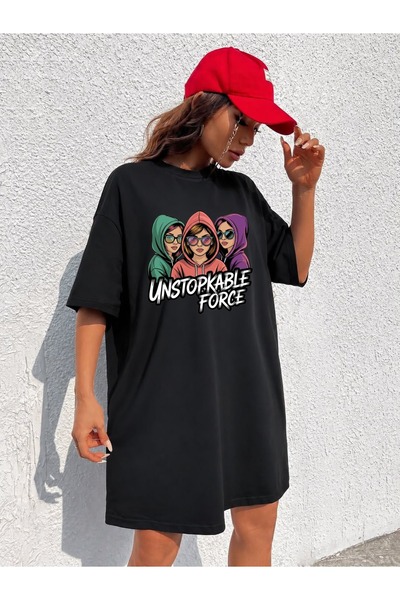 classy moda Γυναικείο μπλουζάκι με στάμπα για κορίτσια, εξαιρετικά μακρύ, υπε...