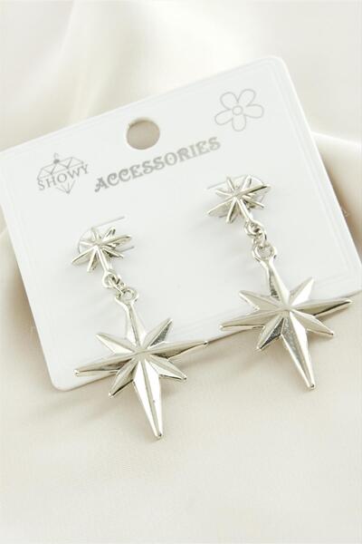 ZERO LAND Ilkestor Şimşek Metal (15239) Earrings-Silver Color
