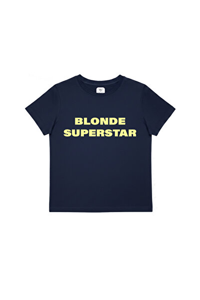 WHITE OF CREATIVE Kadın Blonde Superstar Yazılı Baskılı Baby Tee Crop Top