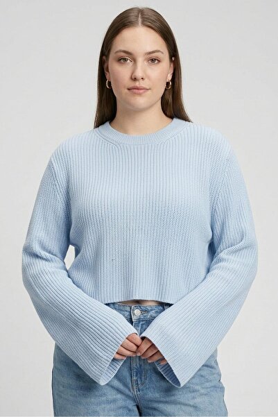 Don't Call Me Jennyfer Women Crew Neck Knitted Long Sleeve Sweater, Sky Blue
