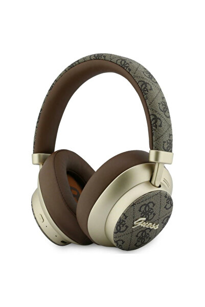 Guess Ασύρματα ακουστικά κεφαλής 4G Gold Script Metal, Bluetooth 5.4, ENC, Καφέ