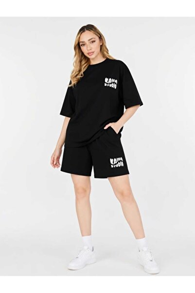 ZAVIXO Women's Kaira Studio Printed 100% Cotton Oversize Shorts 2-Piece Set C...