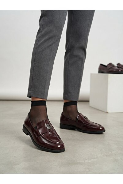 Rüya Shoes حذاء باليه من الجلد الطبيعي مع نعل طبي وإبزيم من الجلد اللامع