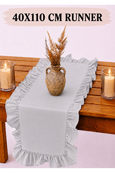 SADEN HOME FRILLY SVETLO SIVA TRKAČICA, DEKORATIVNA MALA VELIČINA 40X110 CM