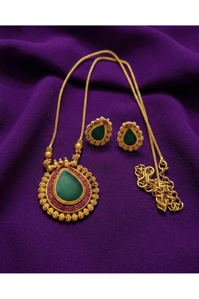 Generic Affordable Palakka Gopi Long Necklace Set