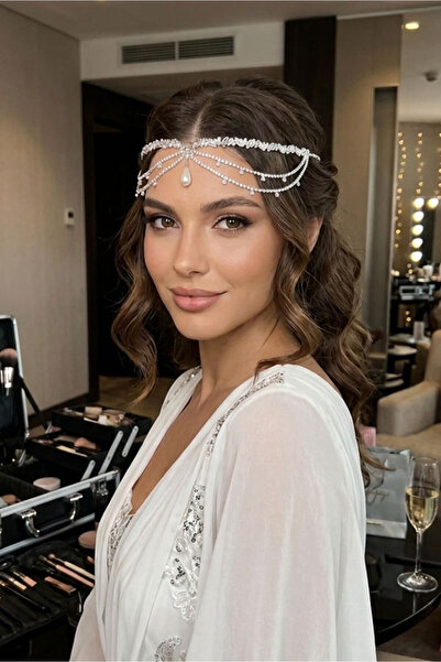 bb bridal boutique İncili Alınlık After parti kına gecesi alınlık saç aksesua...