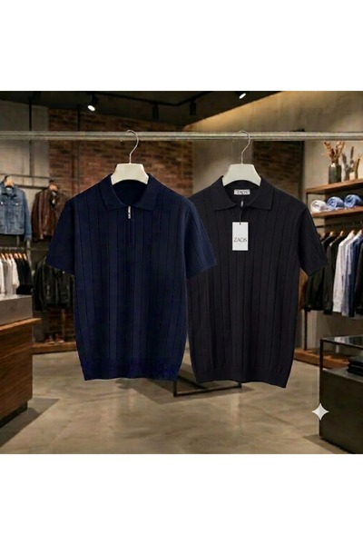 zs zaos fashion مجموعة من قطعتين من تي شيرتات بوليوكا تريكو للرجال بأكمام قصي...