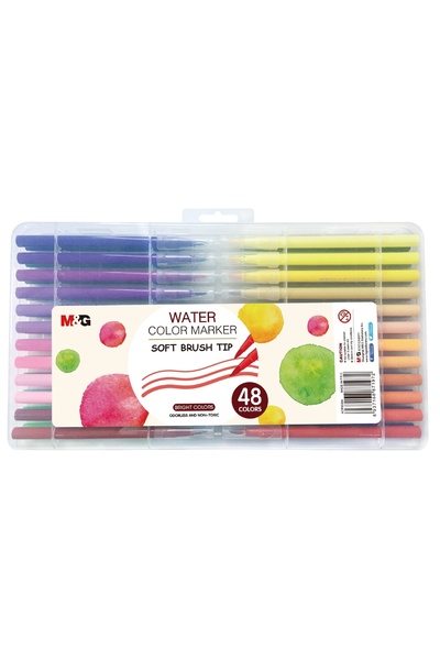 M&G GÜREL Marker tip pensulă pe bază de apă 1-4mm 48 culori m & g