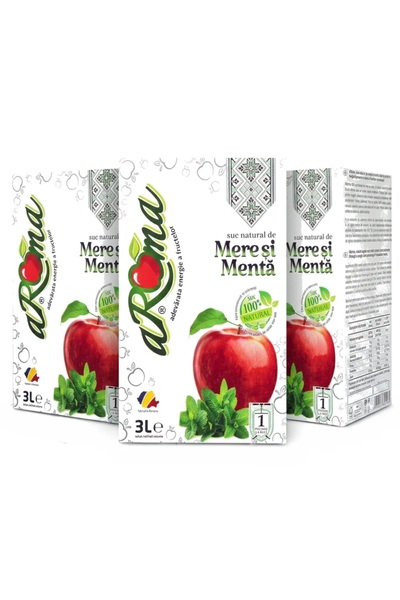 Aroma Pachet 3 cutii suc de mere si menta 3L, (9 litri in total)