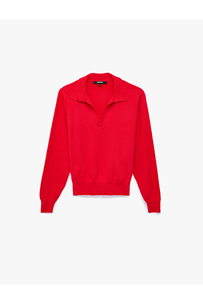 Koton سترة تريكو من الفيسكوز بأكمام طويلة وياقة بولو