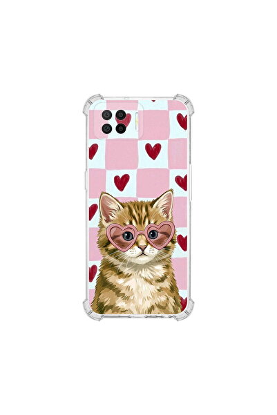 PrintiFy Oppo A73 ile Uyumlu Pembe Pötikare Serisi Çapkın Mırnav Tasarımlı Uv...