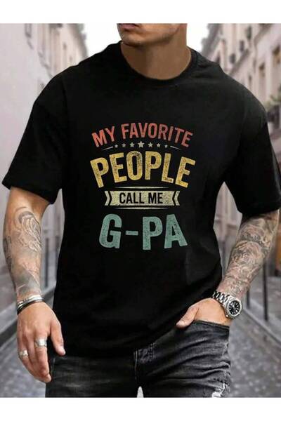 799 تي شيرت رجالي أسود 100% قطن بطباعة "My Favorite People Call Me G-Pa" مضحك...