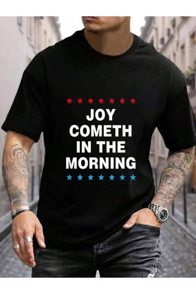 23ERVA تي شيرت صيفي كلاسيكي للرجال والنساء من القطن 100%، بتصميم "Joy Cometh ...