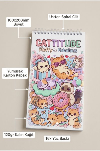 Pink Swan Craft Cattitude: Fluffy & Fabulous Coloring Book - Bag/Pocket Size - 10X20 cm