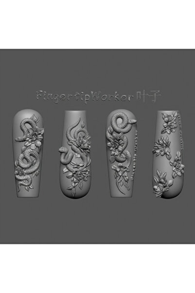 Choice4 PF-730 6 Designs Snake Rose 3D Acrylic Mold Nail Art Decorations DIY ...