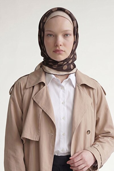 Levidor Coffee Polka Dot Twill Silk Scarf
