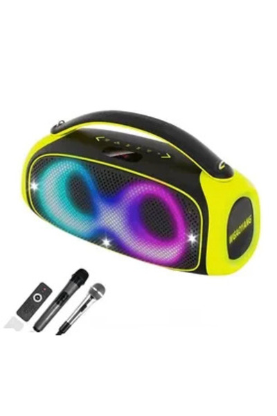 Mihai Boxă Bluetooth wireless cu radio, iluminare RGB, 2 microfoane și teleco...