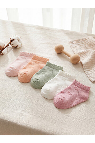 LC Waikiki Nevavm Farkıyla Baby Girl Booties Socks 5-Pack
