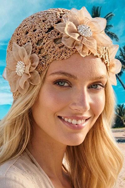 Uniquetrenders Women's Floral Patterned Knitted Beanie Mesh Textured Bohemian...