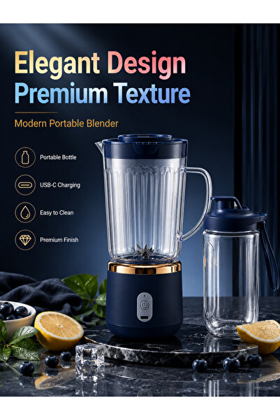 Choice Double Cups Set Food Grade 800ml Wireless Blender 1500mAh Battery 6 Bl...