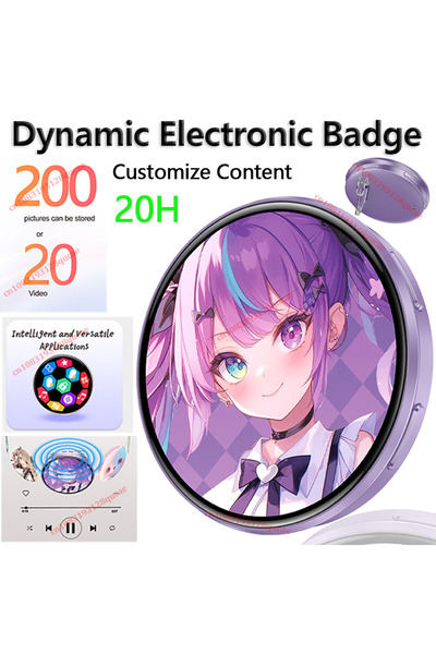 Choice6 1 pieces Purple M3 Anime E-Badge 1.96 Inch HD Screen Smart Dynamic Ba...