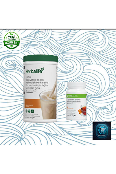Herbalife مزيج مخفوق مغذي فورمولا 1 500 جرام + مسحوق مشروب بنكهة الشاي ومستخل...