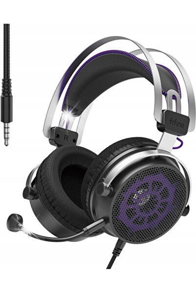 Fifine Căști de gaming H18 negre, 53mm, 7.1, mufă USB, microfon detașabil
