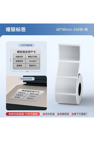 Choice21 Silver40x30mm Niimbot M2/M3/B32/Z401 Silver Label Heat Transfer Prin...