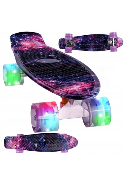 NO BRAND SKATEBOARD FISH LED RGB 56cm ABEC-7 ROȚI LUMINOSĂ, până la 100kg